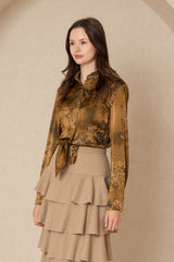 Gold Floral Silk Blouse