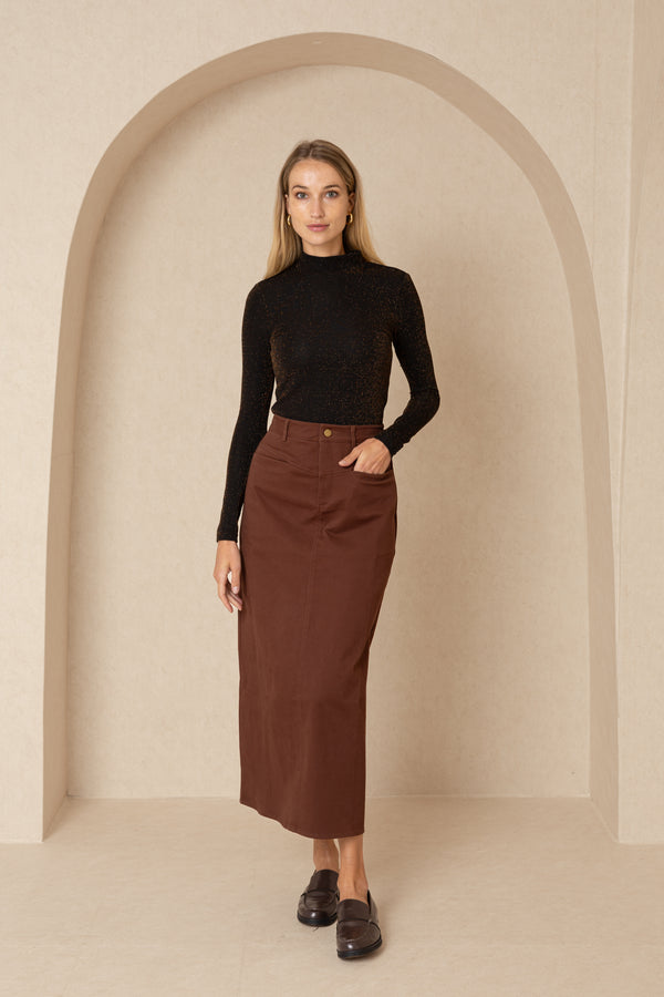 Brown Pocket Cargo Skirt