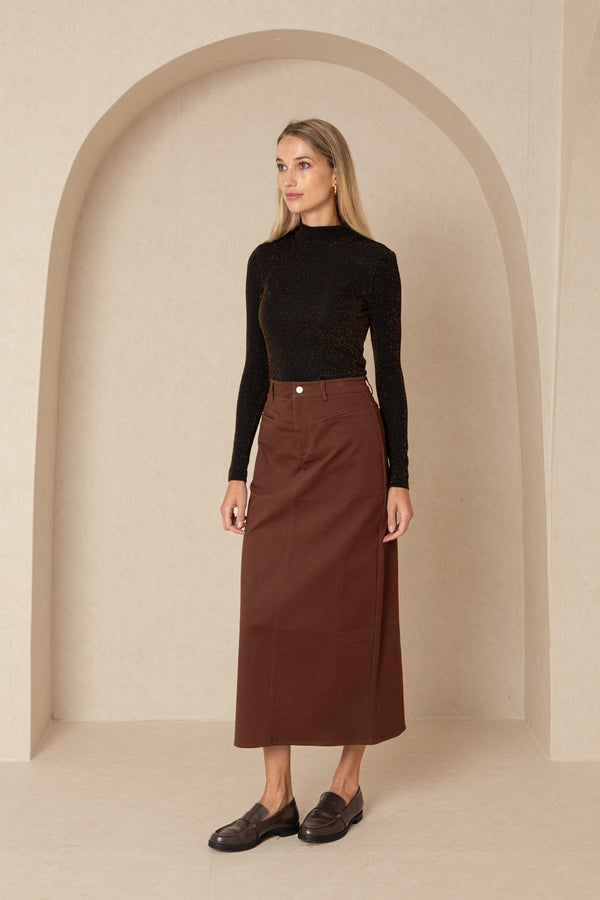 Brown Pocket Cargo Skirt