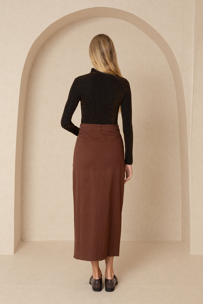 Brown Pocket Cargo Skirt