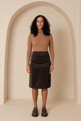 Brown Snake Skin Leather Skirt