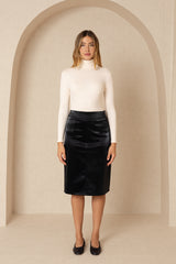 Black Snake Skin Leather Skirt