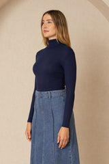 Navy Solid Turtleneck