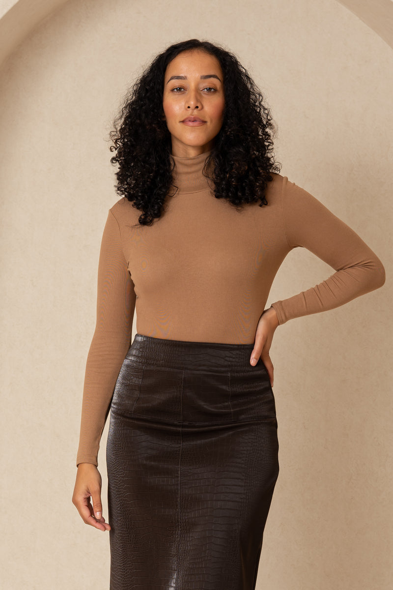 Mocha Solid Turtleneck