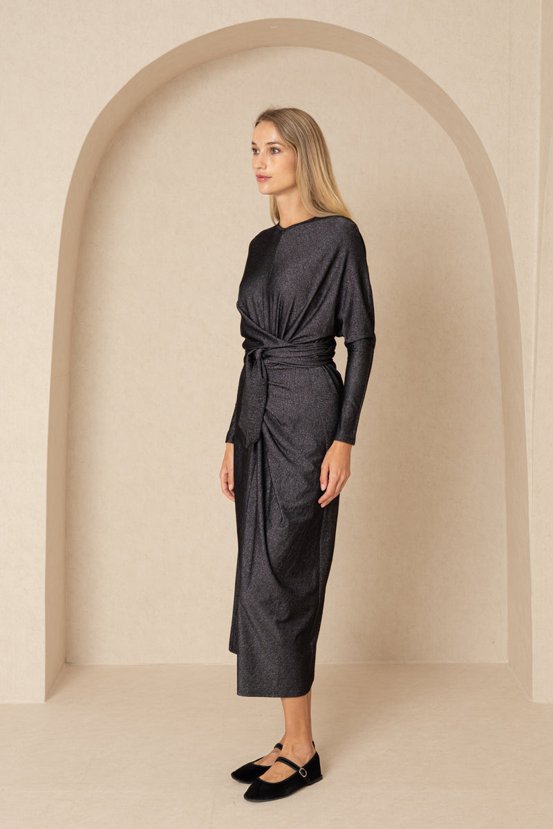 Black Sparkle Tie Wrap Maxi