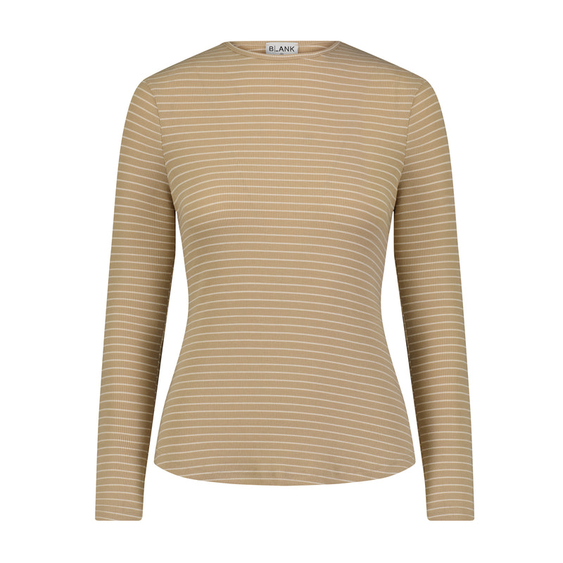 Neutral Striped Basic Round Neck