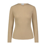 Neutral Striped Basic V Neck Long Sleeve