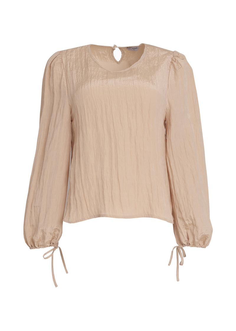 Tan Balloon Sleeve Blouse