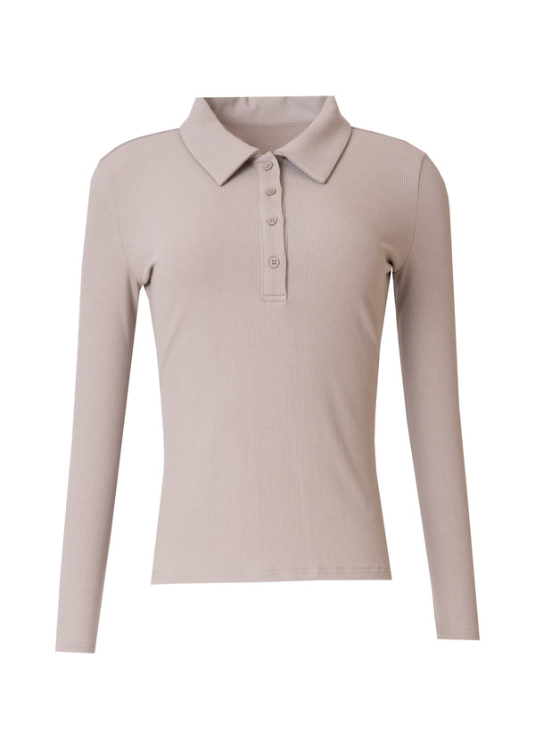 Tan Ribbed Polo Tee