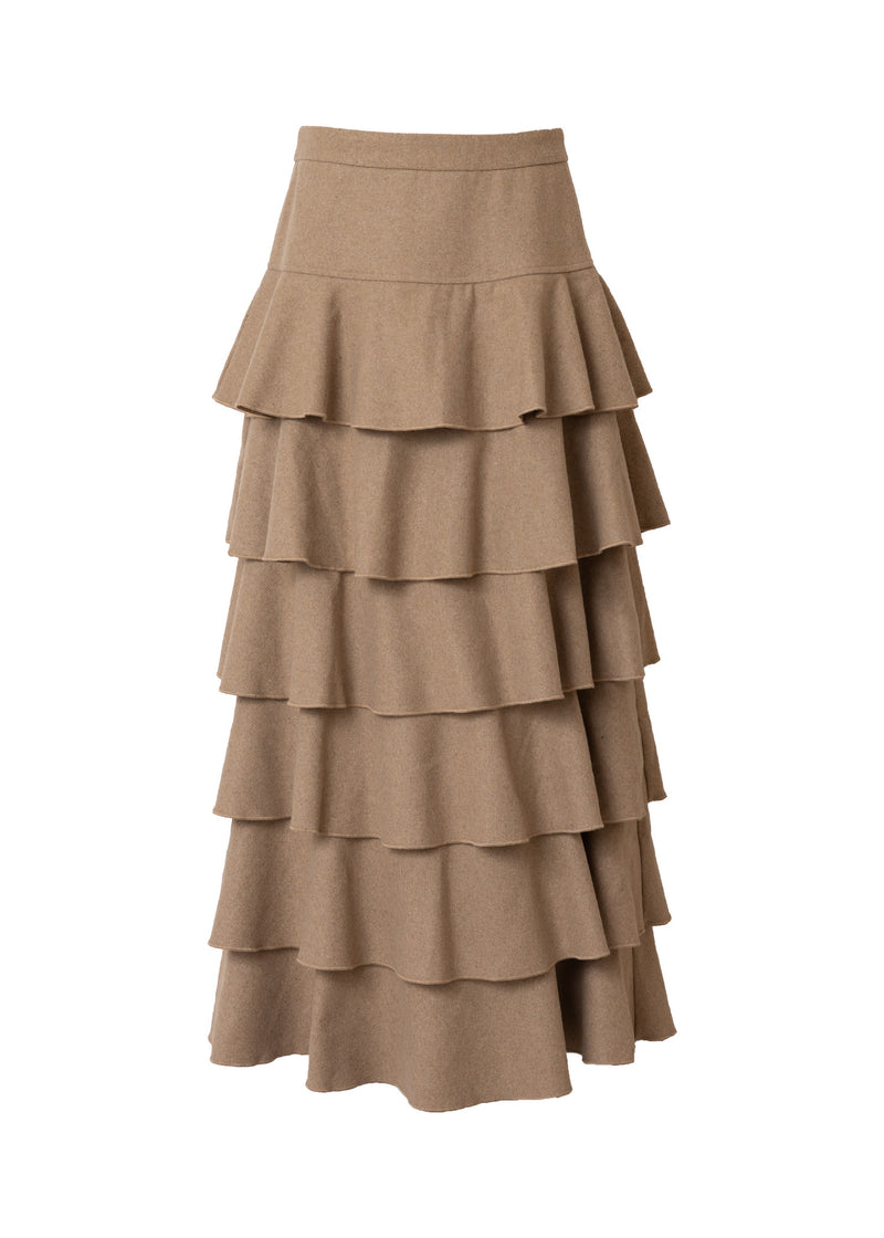 Tan Wool Ruffle Skirt