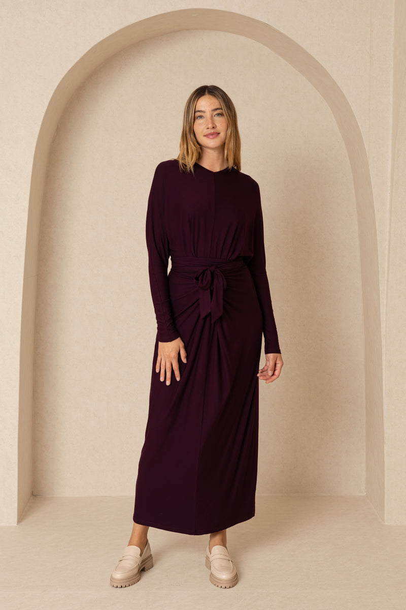 Plum Tie Wrap Maxi