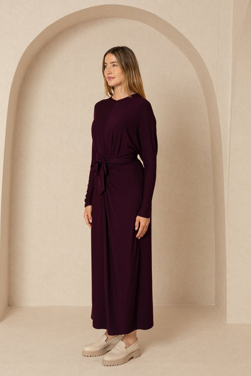 Plum Tie Wrap Maxi