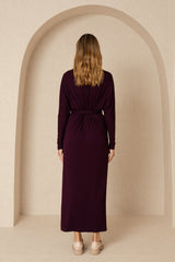 Plum Tie Wrap Maxi