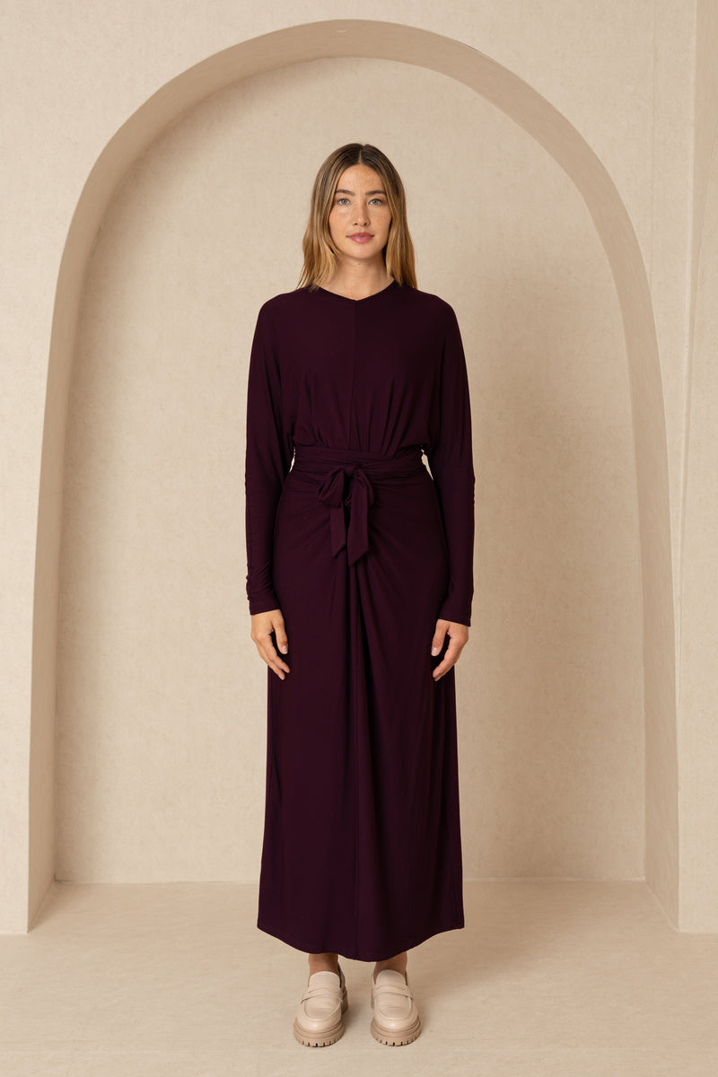 Plum Tie Wrap Maxi