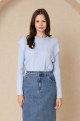 Light Blue Tri Knit Sweater