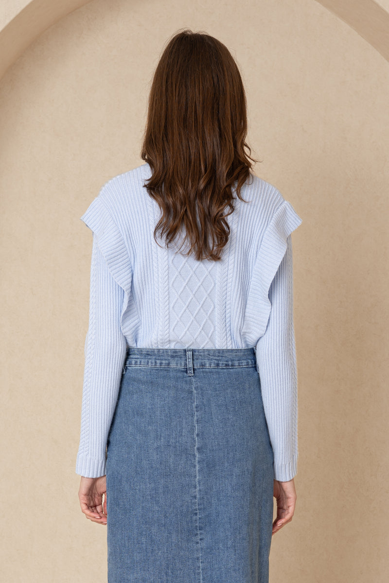 Light Blue Tri Knit Sweater