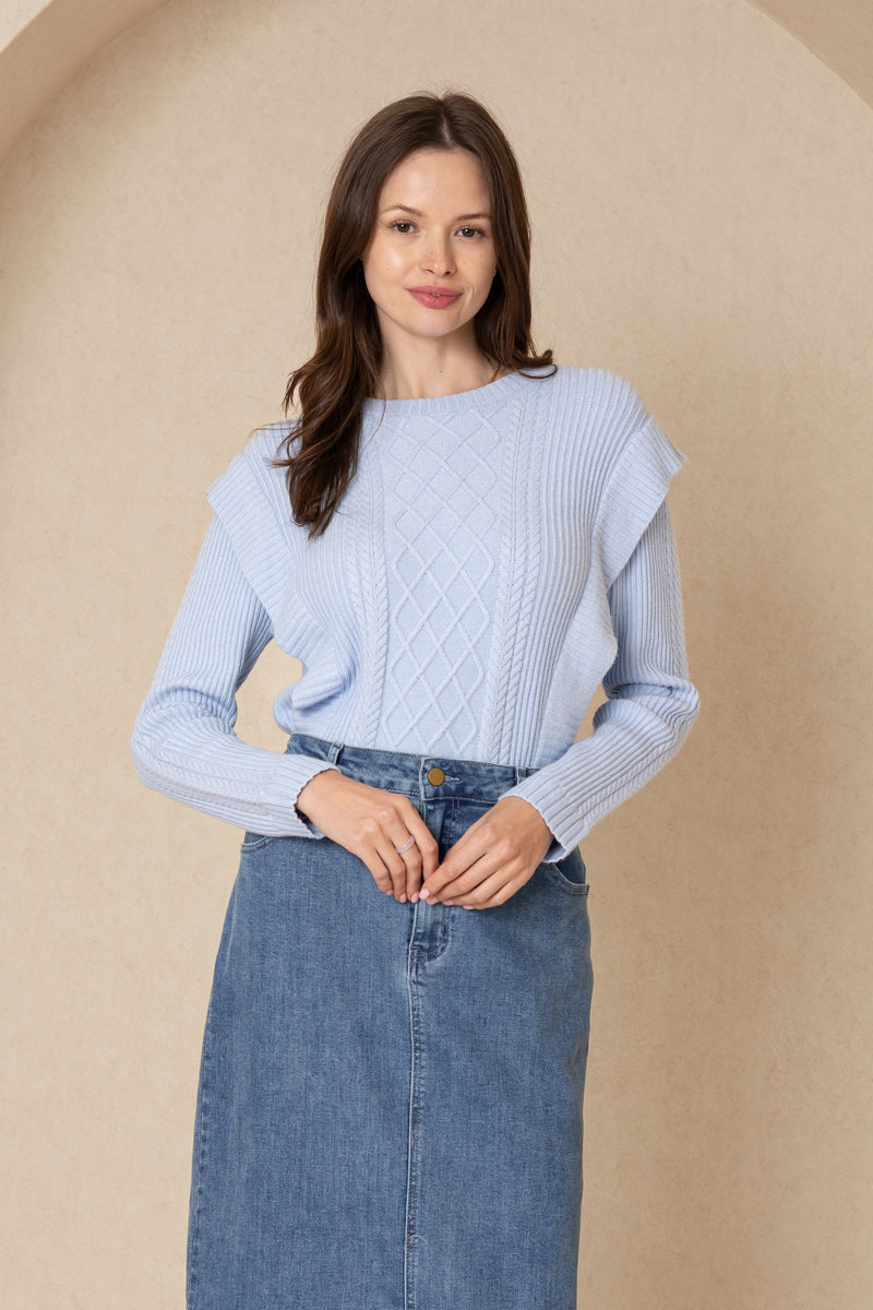 Light Blue Tri Knit Sweater