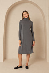 Grey Turtleneck Swing Dress