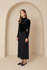 Black Two Tone Velour Maxi