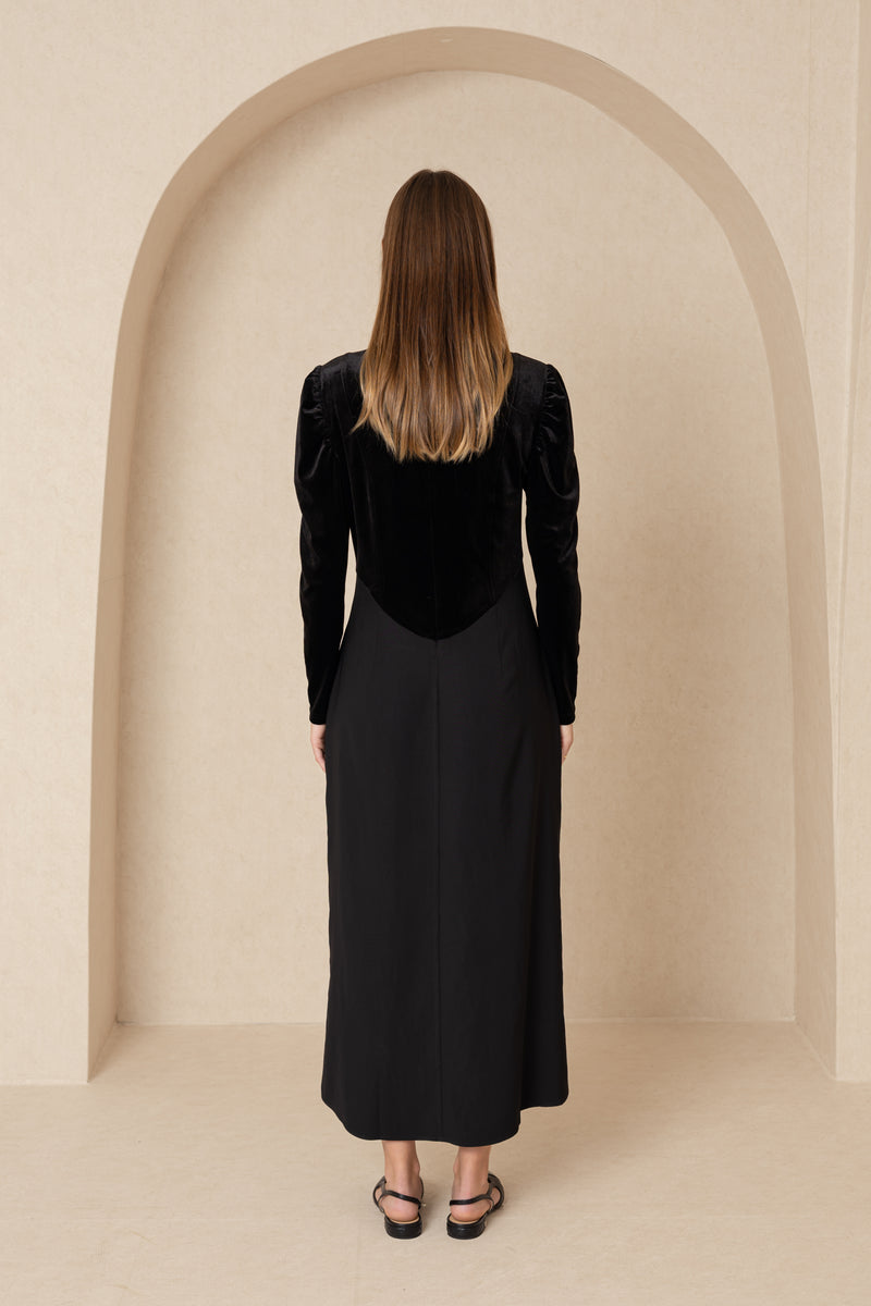 Black Two Tone Velour Maxi