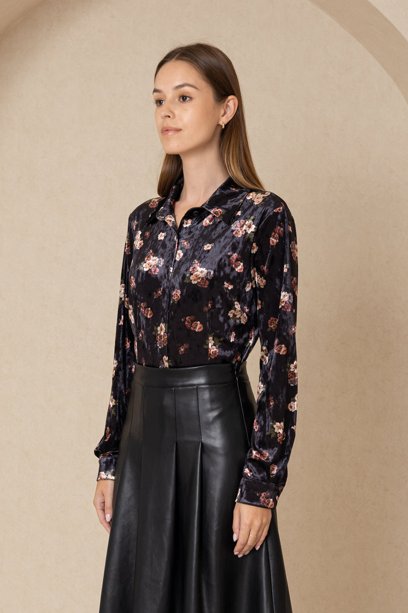 Floral Velour Blouse