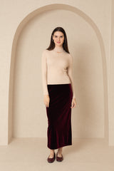 Wine Velvet Slip Skirt