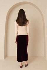 Wine Velvet Slip Skirt