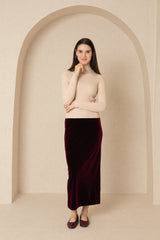 Wine Velvet Slip Skirt