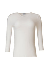 White 3/4 Sleeve Ribbed V-Neck Tee