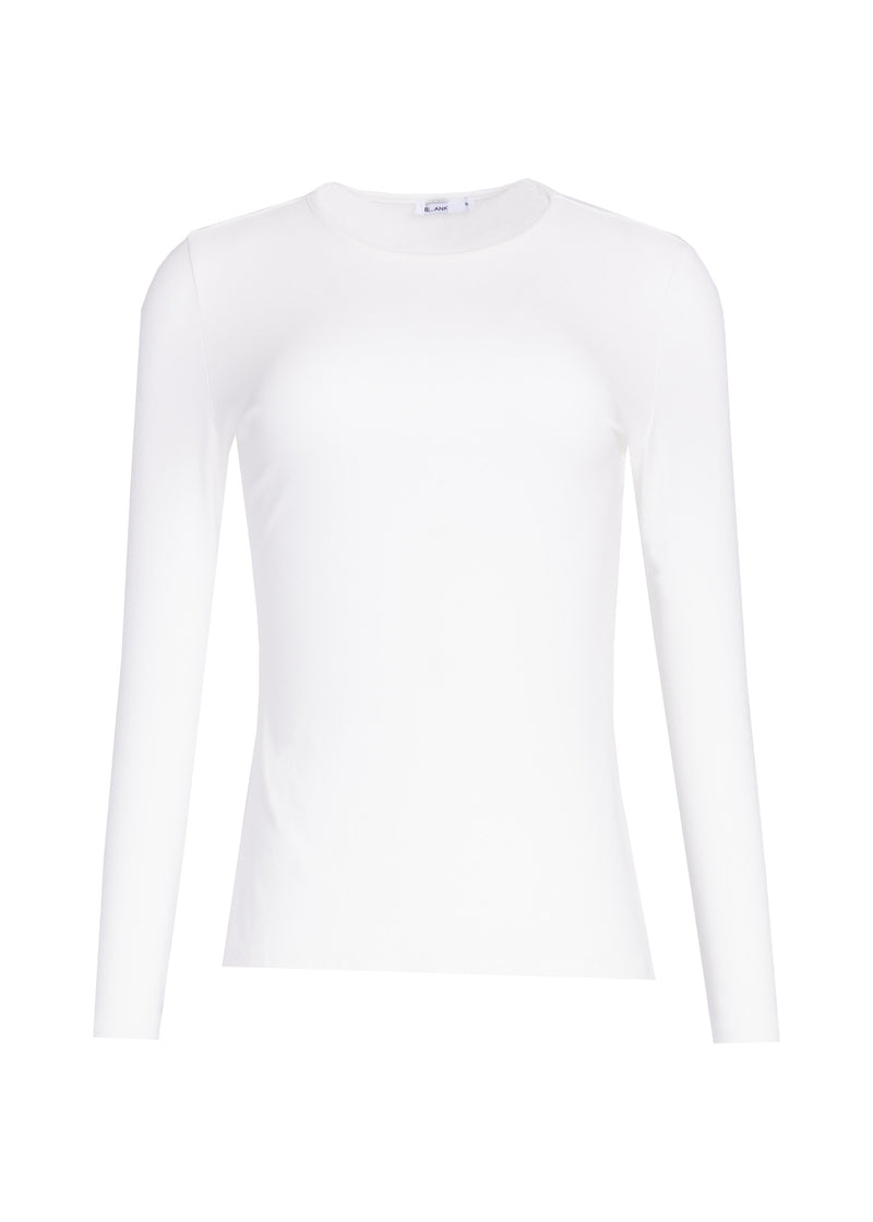 White Solid Long Sleeve Round Neck T-Shirt