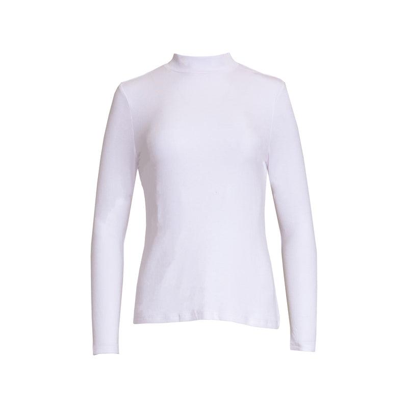 White Ribbed Mock Neck Top