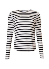 White and Black Striped Knit Top