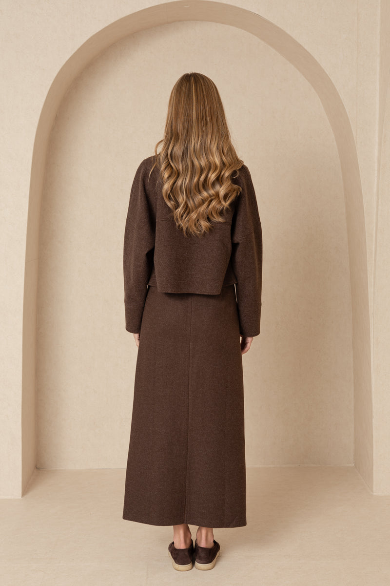 Brown Wool Everyday Maxi Skirt