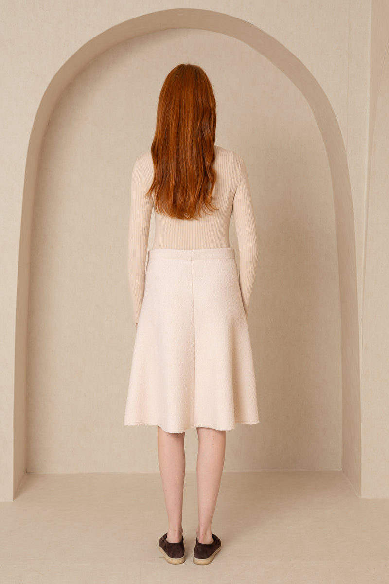 Winter White Wool Flare Skirt