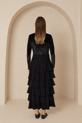 Black Wool Ruffle Skirt