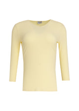 Yellow 3/4 Sleeve Ribbed V-Neck Tee