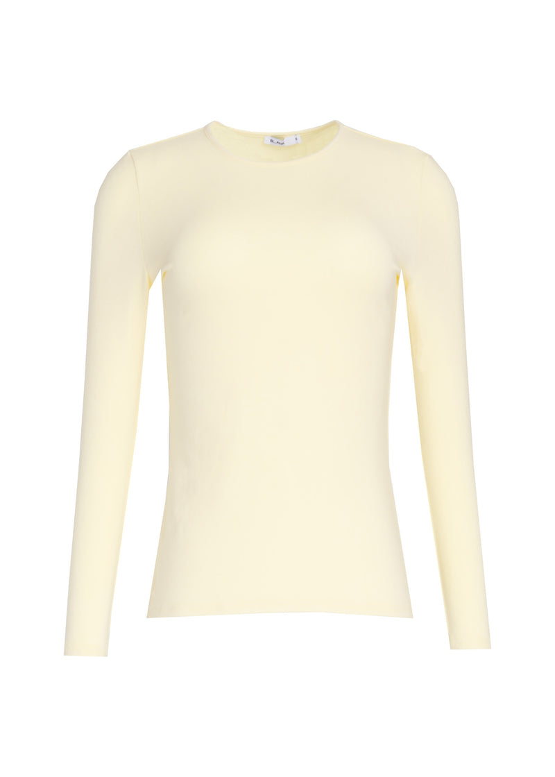 Yellow Solid Long Sleeve Round Neck T-Shirt