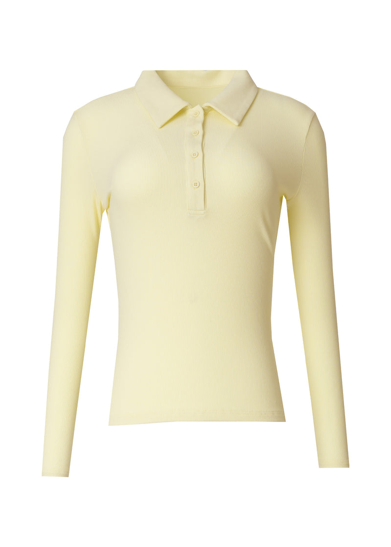 Yellow Ribbed Polo Tee