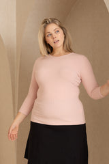 Light Pink 3/4 Sleeve V-Neck Tee