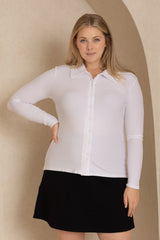 White Basic Ribbed Shirt