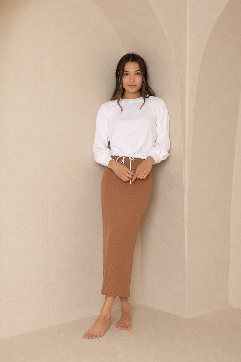 Brown Waffle Skirt Legging