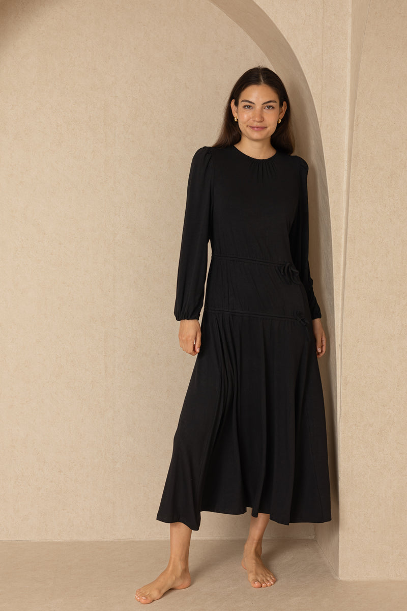 Black Double Tie Maxi