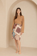 Multi Mauve Printed Wrap Skirt