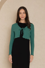 Kelly Green Tie Cropped Cardi