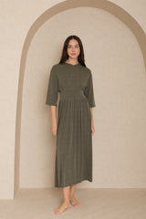 Sage Textured Basic Waist Maxi