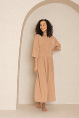 Neutral Textured Basic Waist Maxi