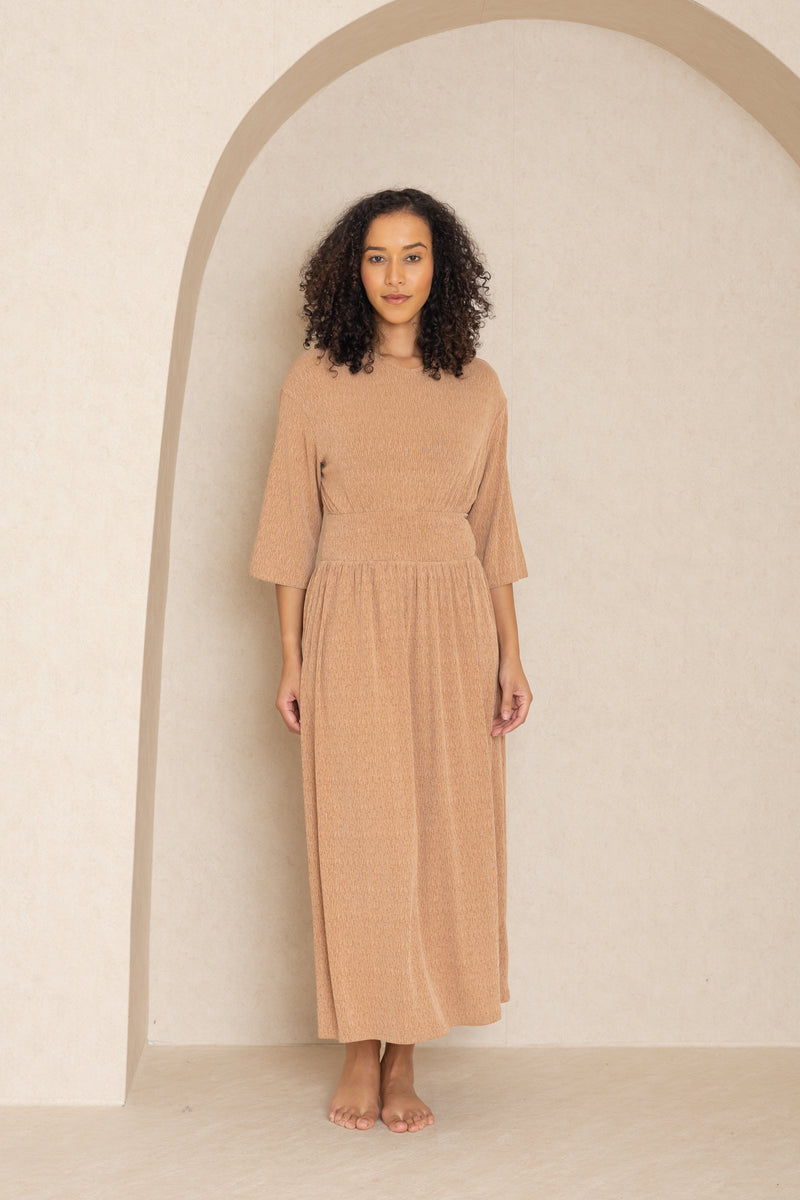 Neutral Textured Basic Waist Maxi