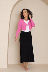 Hot Pink  Tie Cropped Cardi