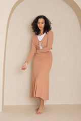 Mauve Ruched Flare Skirt