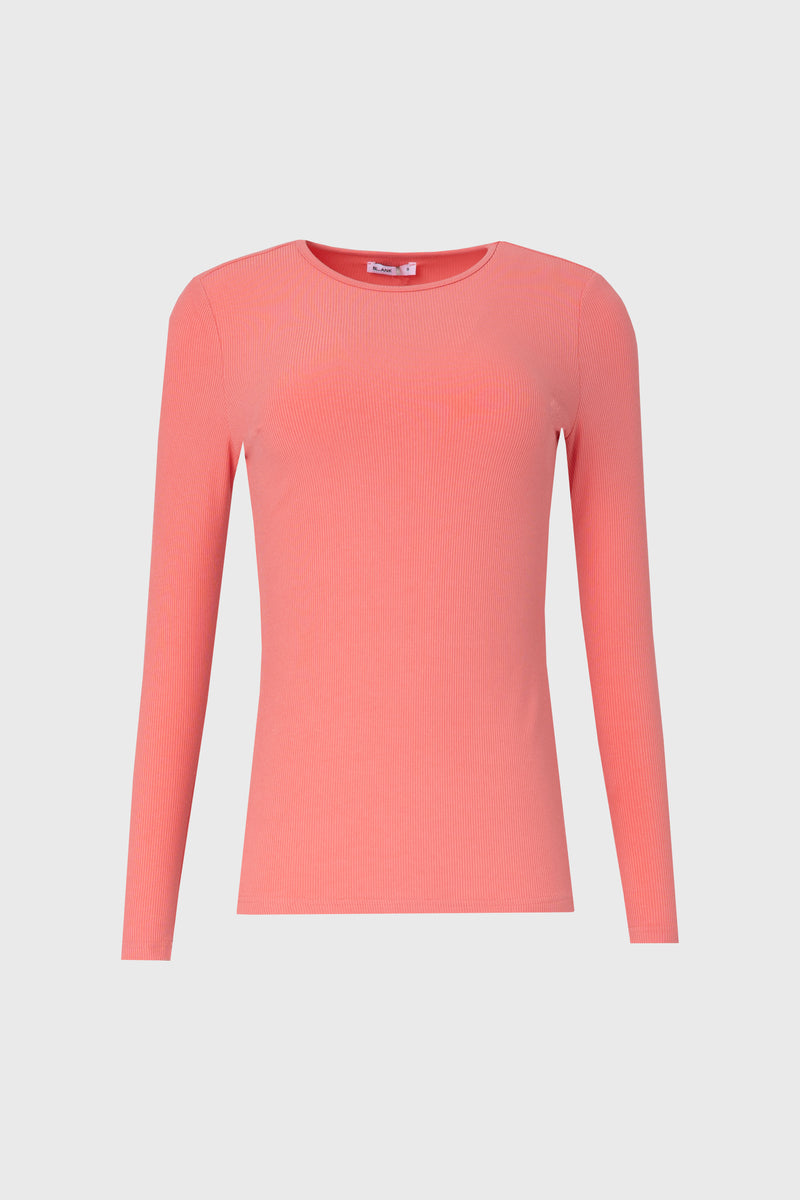 Coral Long Sleeve Ribbed Tee